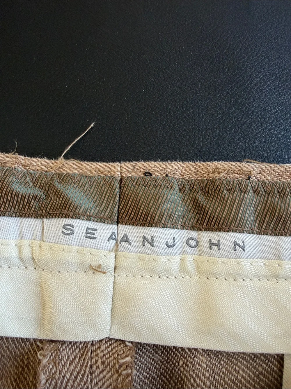 Sean John 100% Linen Pleated Dress Pants 34x32 Original Fit Tan Wide Leg